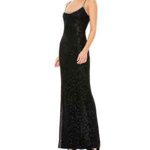 Mac Duggal Black Embellished Gown with Silver